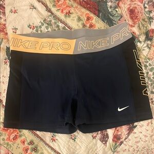 Nike Pro Black and Yellow Shorts
